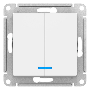 Выключатель SE AtlasDesign 2-клавишный с подсветкой, сх.5а, 10АХ, белый, механизм - Электрика, НВА - Выключатели и розетки - Выключатели - Магазин стабилизаторов напряжения Ток-Про